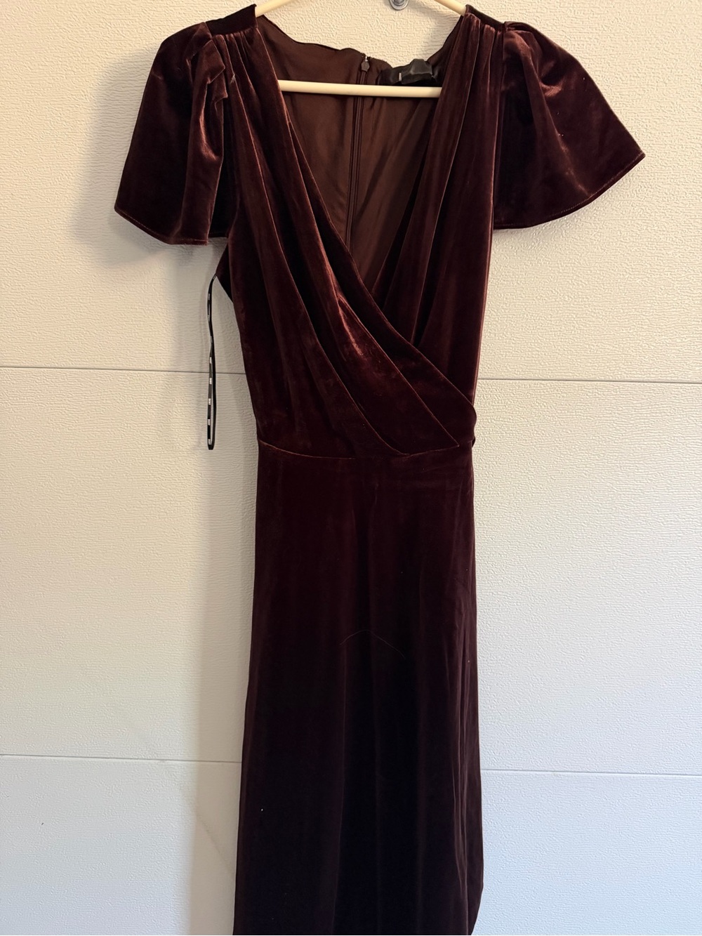 DKNY Velvet Surplice Maxi Dress in Deep Wine